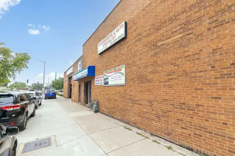 Brick Auto Shop with Overhead Doors