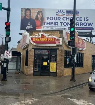 Brick Strip Center with Rooftop Sign