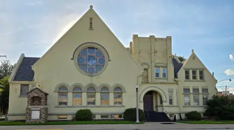 Historic Brick Church with Stained Glass