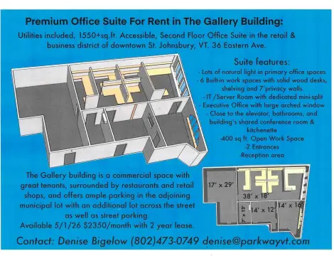 St. Johnsbury Office Suite For Lease