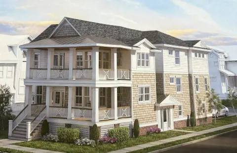 Duplex Under Construction with Two-Car Garage