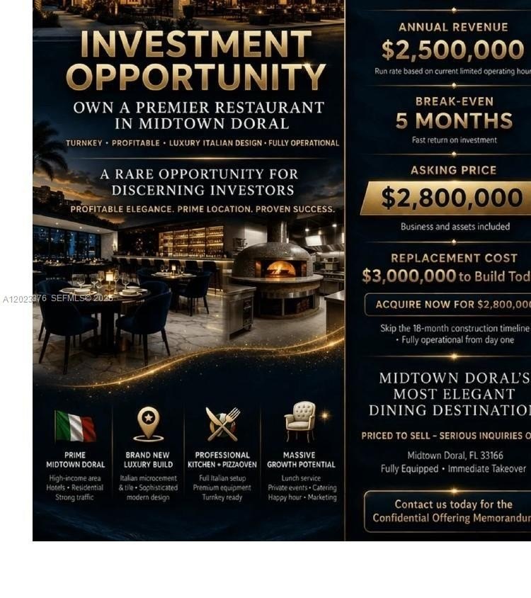 Profitable Italian Restaurant in Doral
