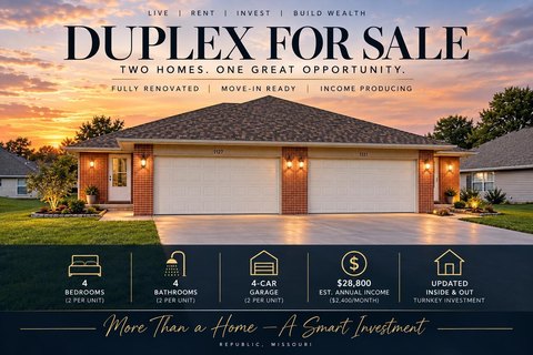 Updated Duplex with Garages
