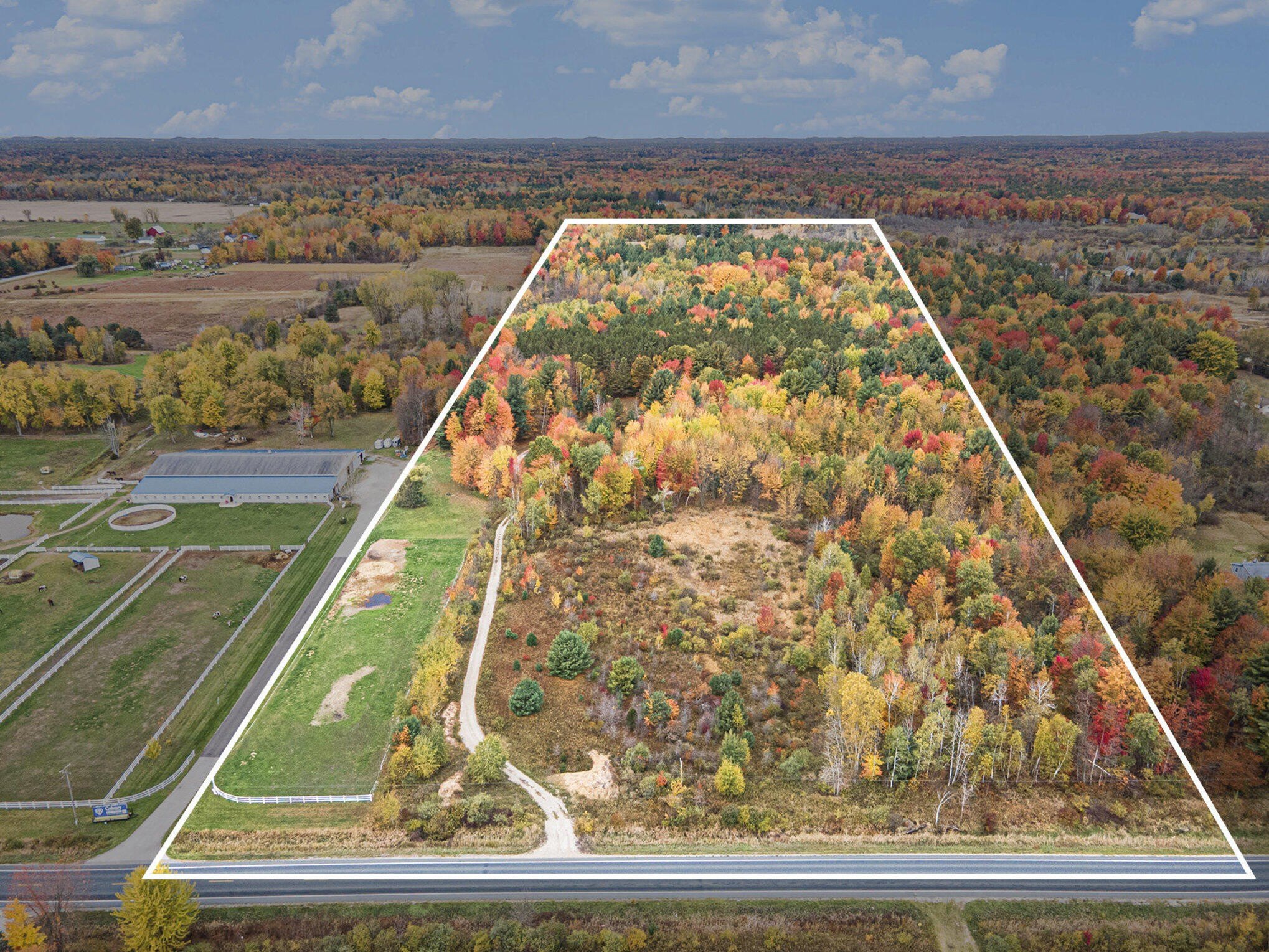 Wooded Land with Pole Barn