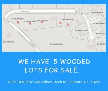 Fairburn Land with Wooded Lots