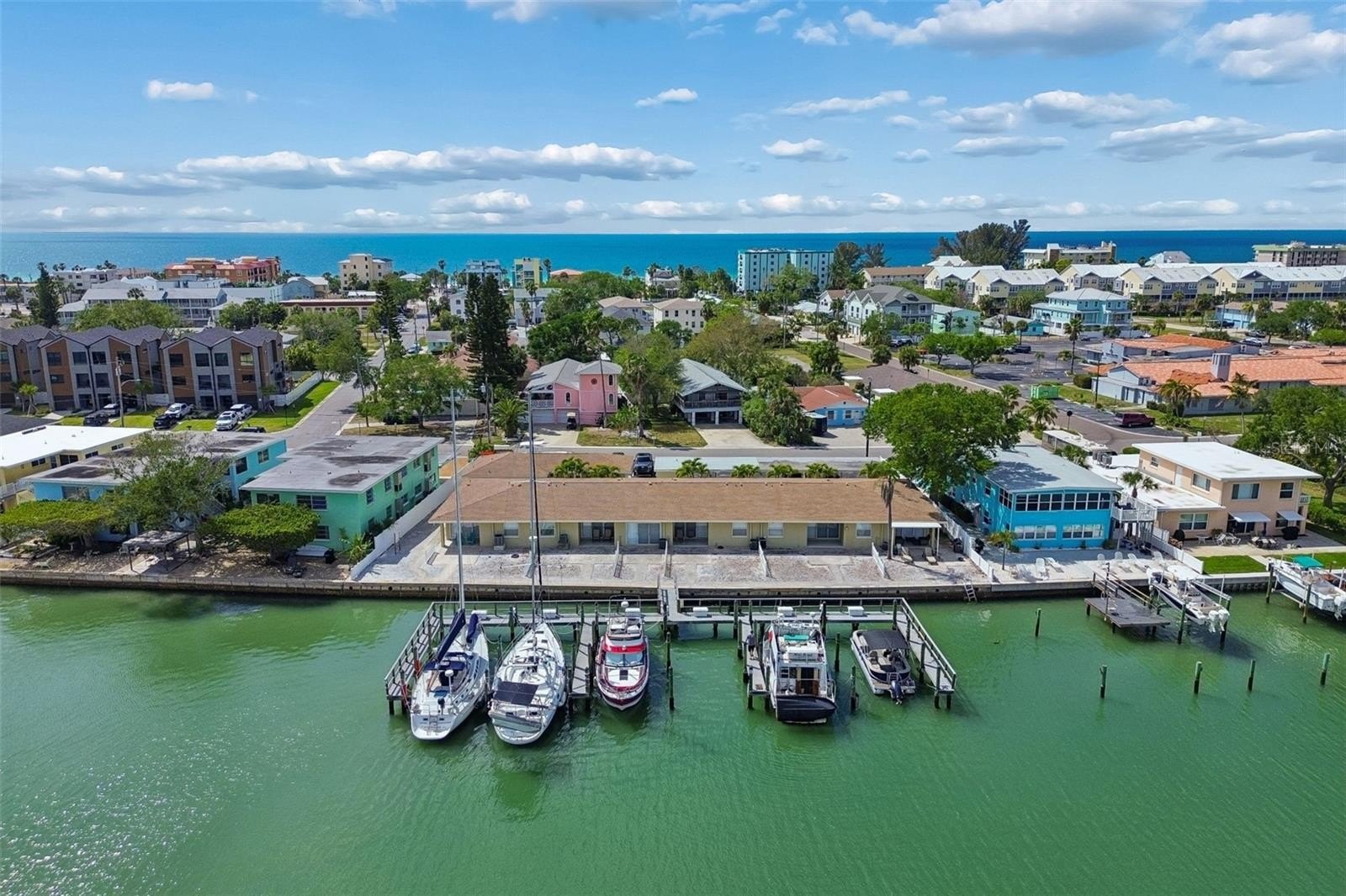 Waterfront Apartment Complex with Boat Slips