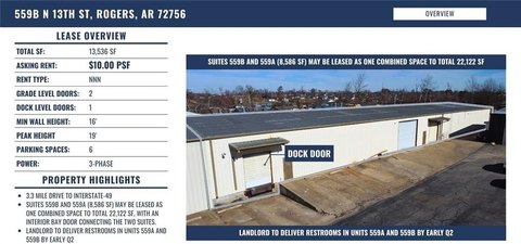 Rogers Warehouse Space Available