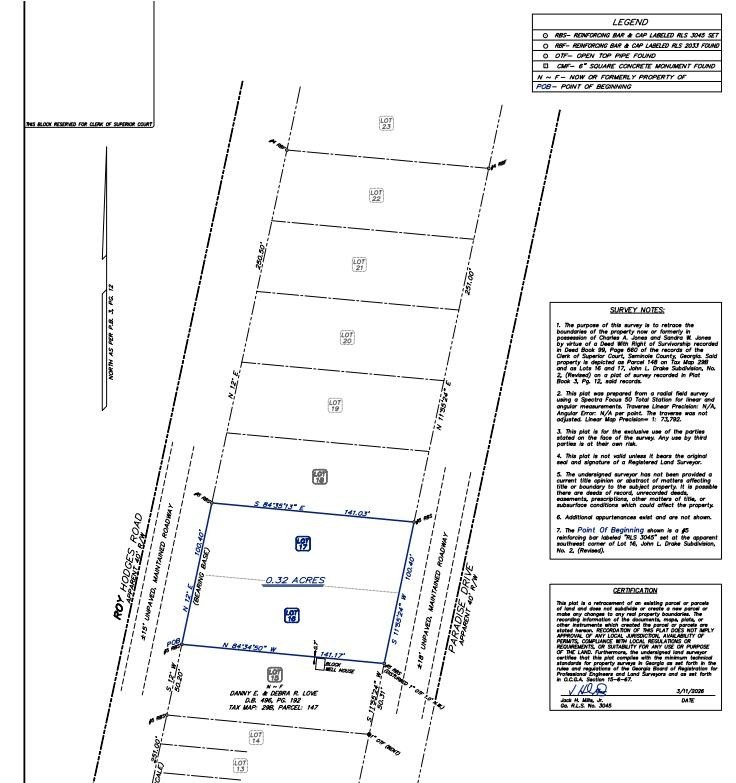 Cleared Lot Near Lake Seminole