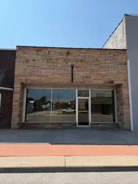 Stone-Front Storefront with Display Windows