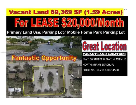 Miami Land for Parking/Mobile Home