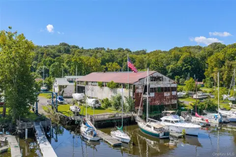 Waterfront Marina with Industrial Buildings