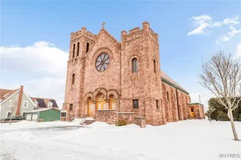 Brick Church with Stained Glass