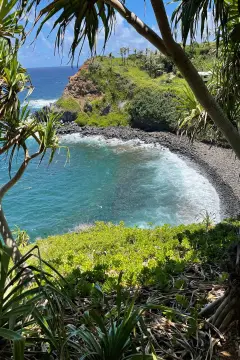 Oceanfront Land with Waterfall, Haiku