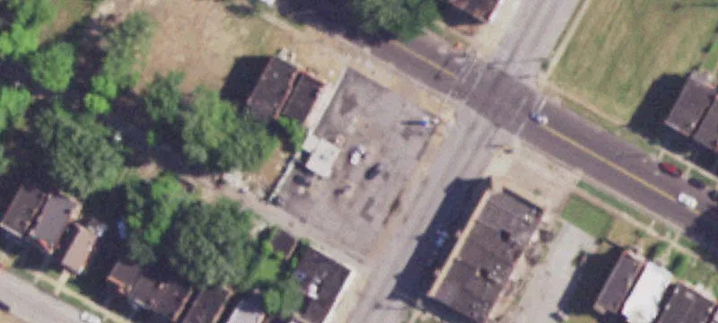 Closed Gas Station with Parking