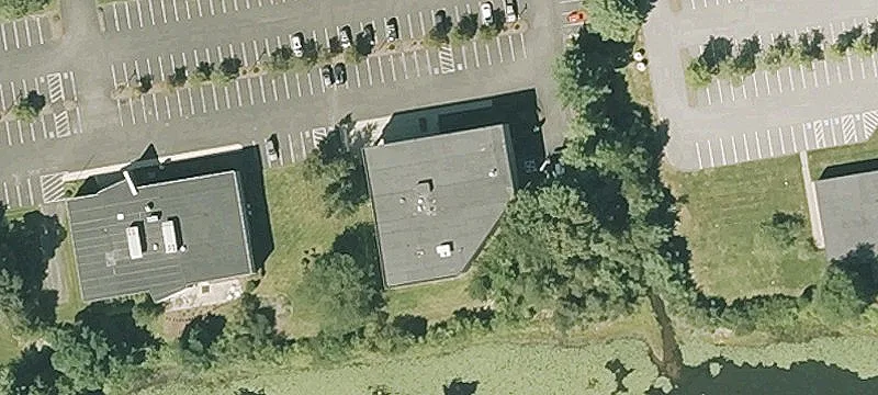Office Building with Two-Story Glass Atrium