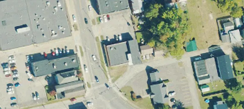 Brick Bank Building with Drive-Throughs