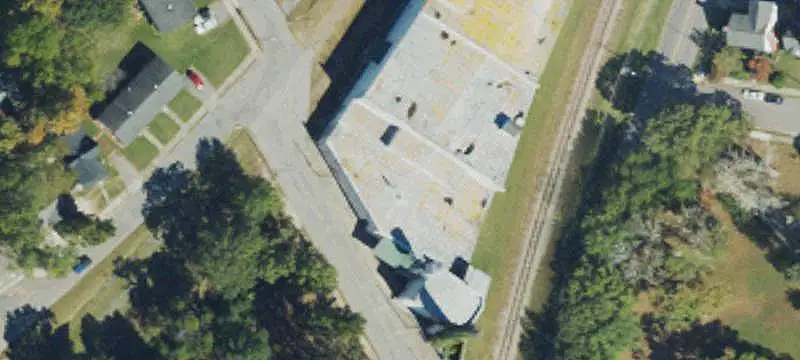 Warehouse Building Along Rail Line