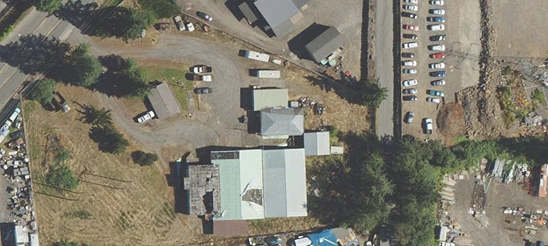 Fenced Yard with Office Building